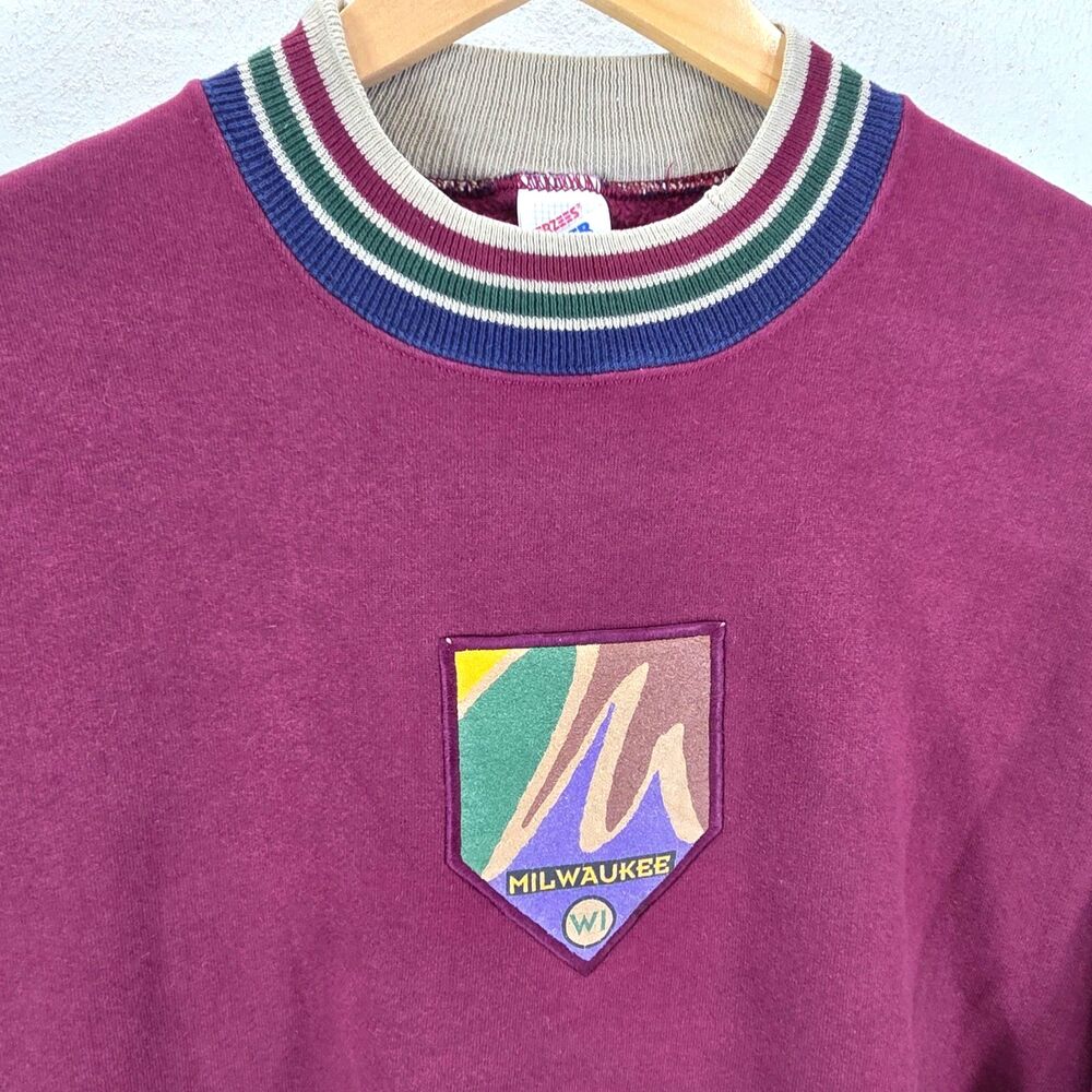 Vintage 90s Milwaukee Wisconsin Jerzees Crewneck Sweatshirt Sz L - Picture 4 of 6